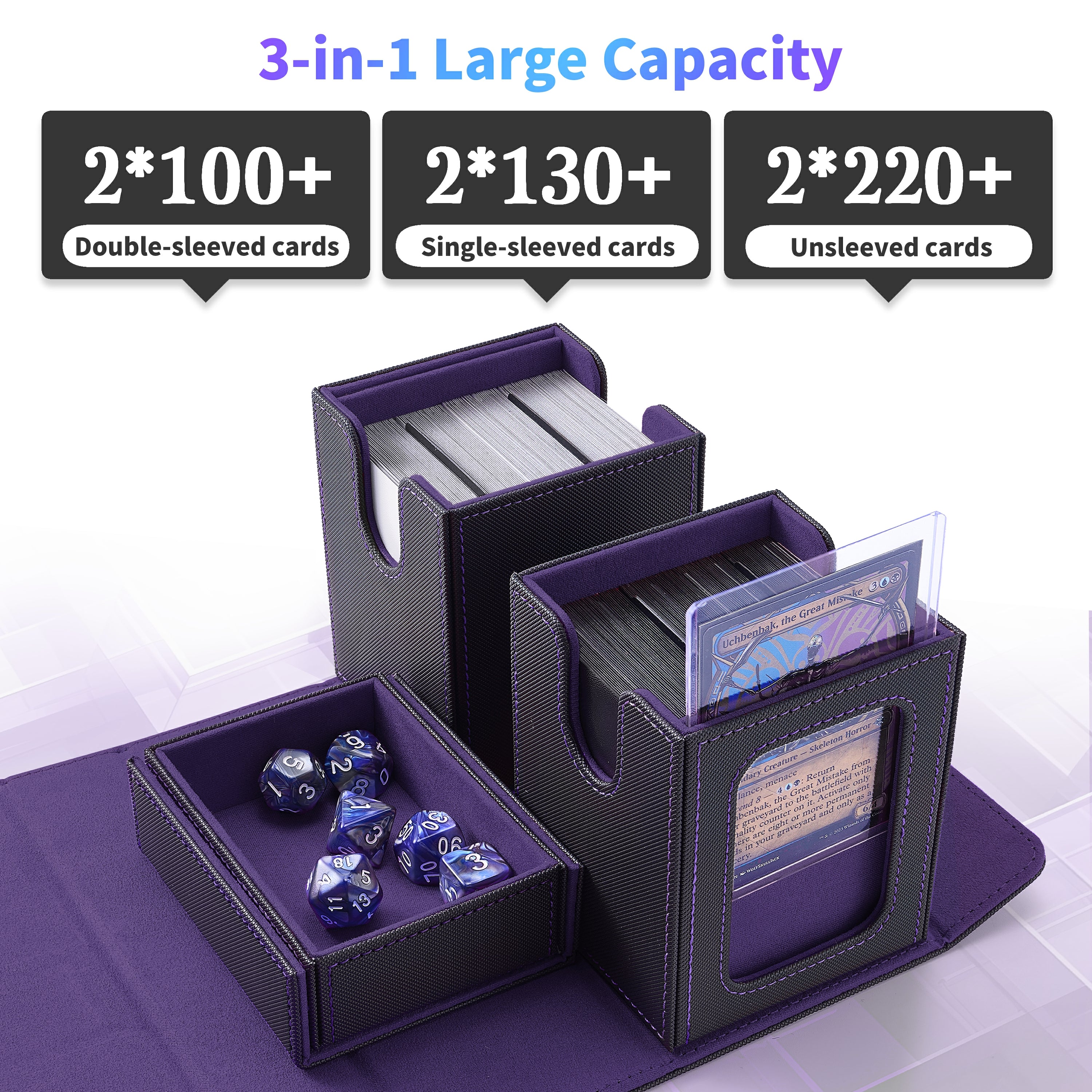 3 in 1 Card Carrying Case Fits 200+ Double-sleeved