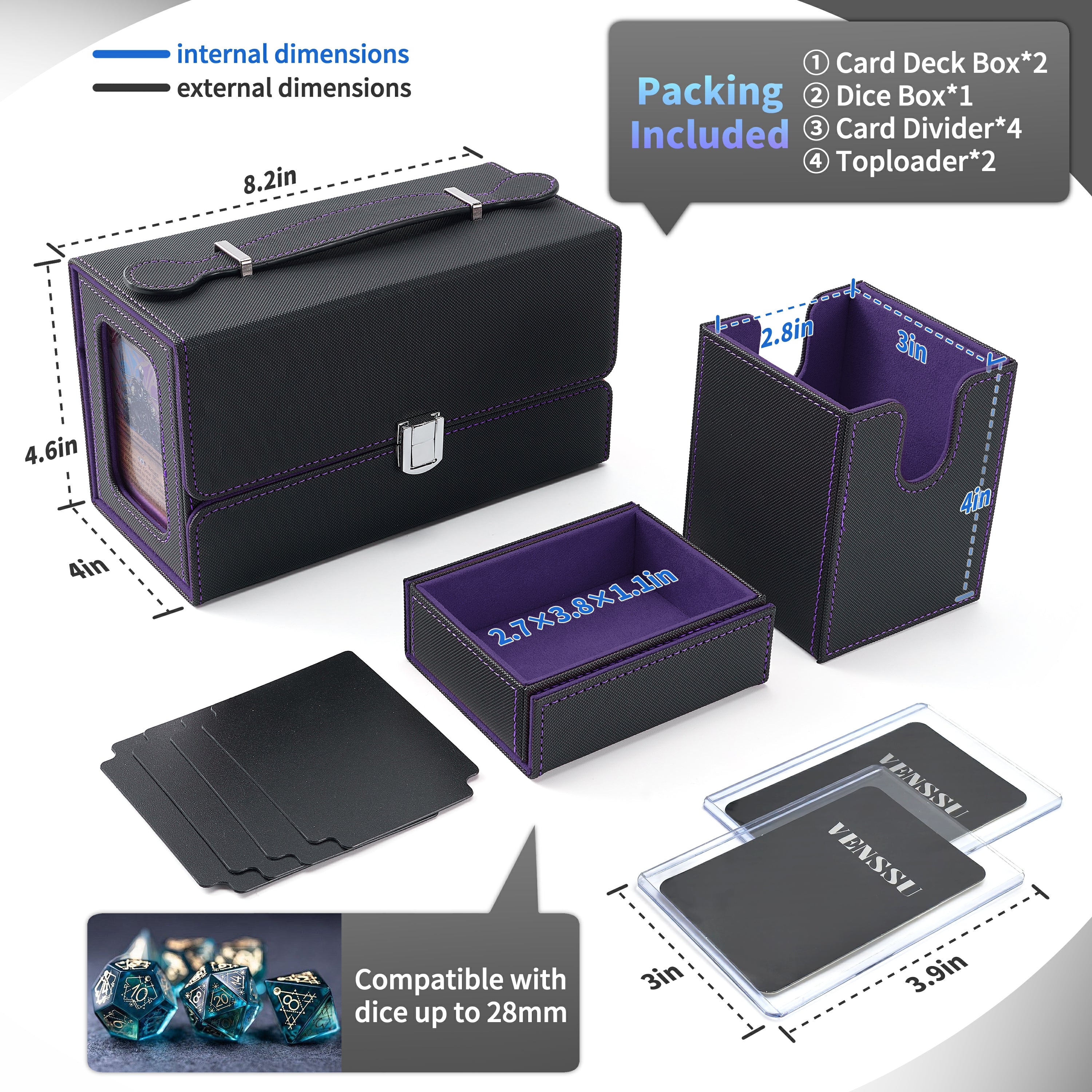 3 in 1 Card Carrying Case Fits 200+ Double-sleeved