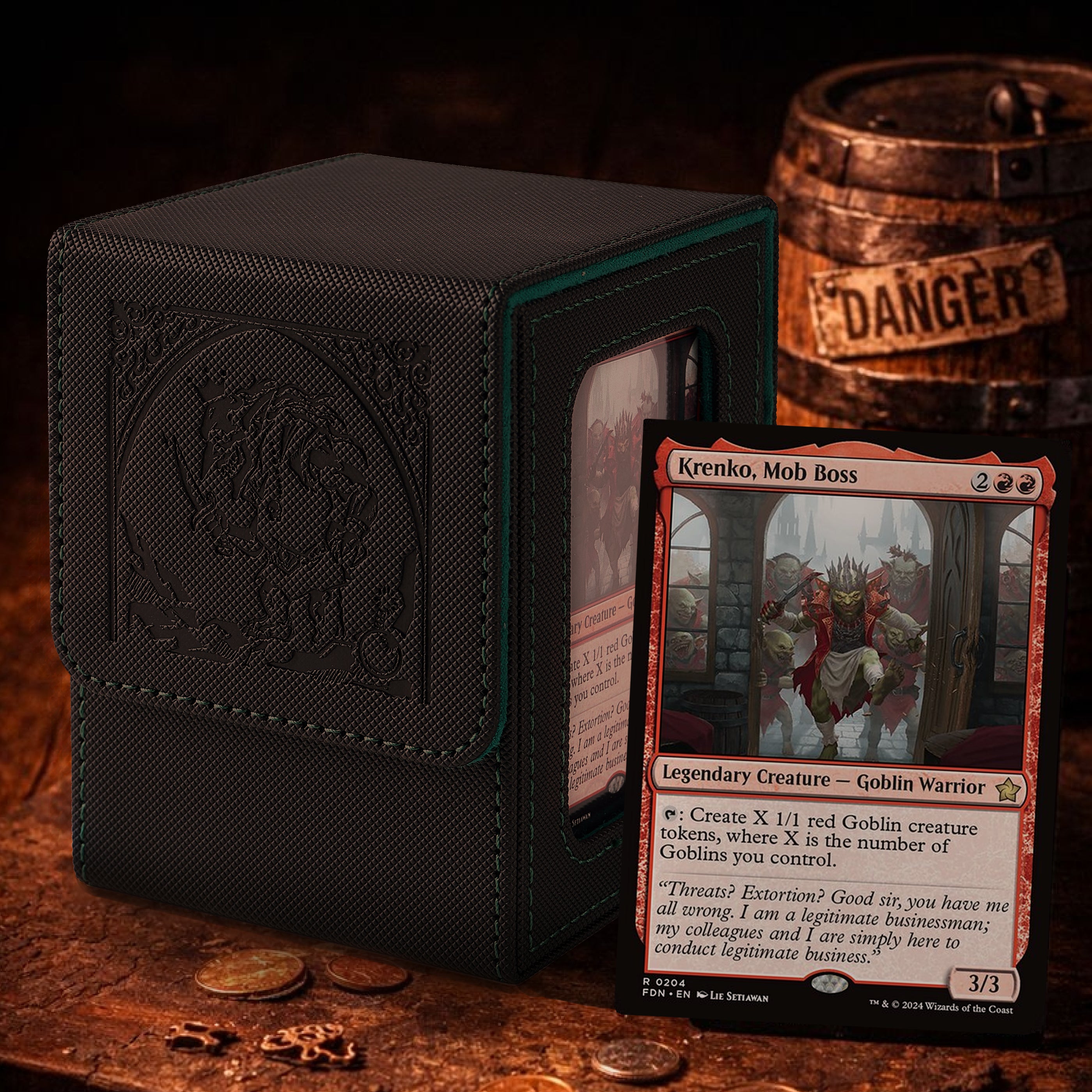 Embossed Design MTG Deck Box with Commander Display