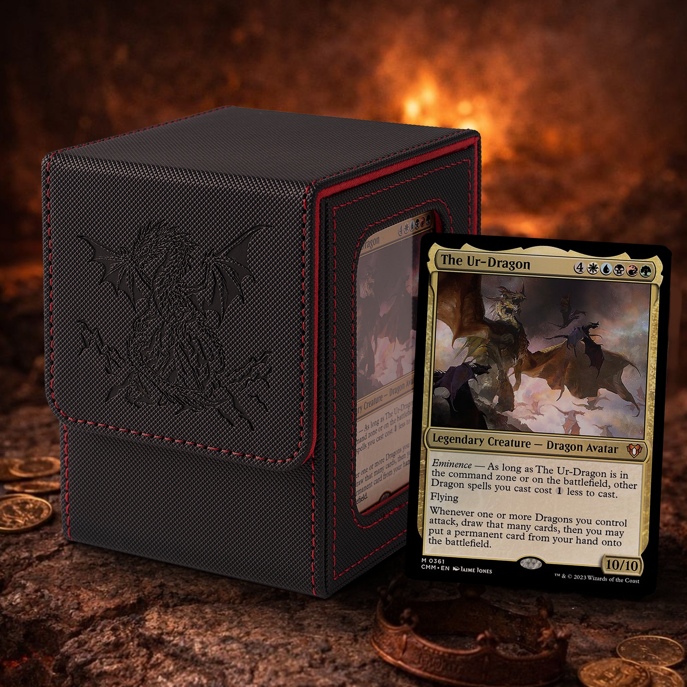 Embossed Design MTG Deck Box with Commander Display