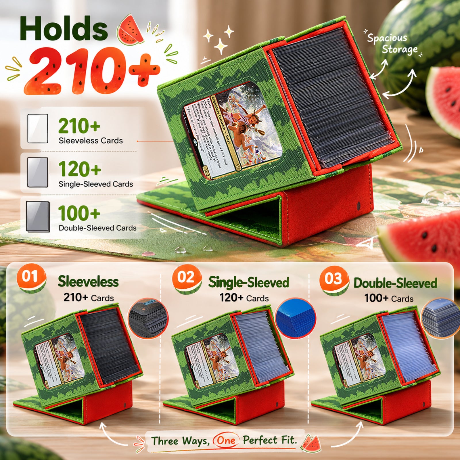 Watermelon Themed Deck Box with Commander Display Window
