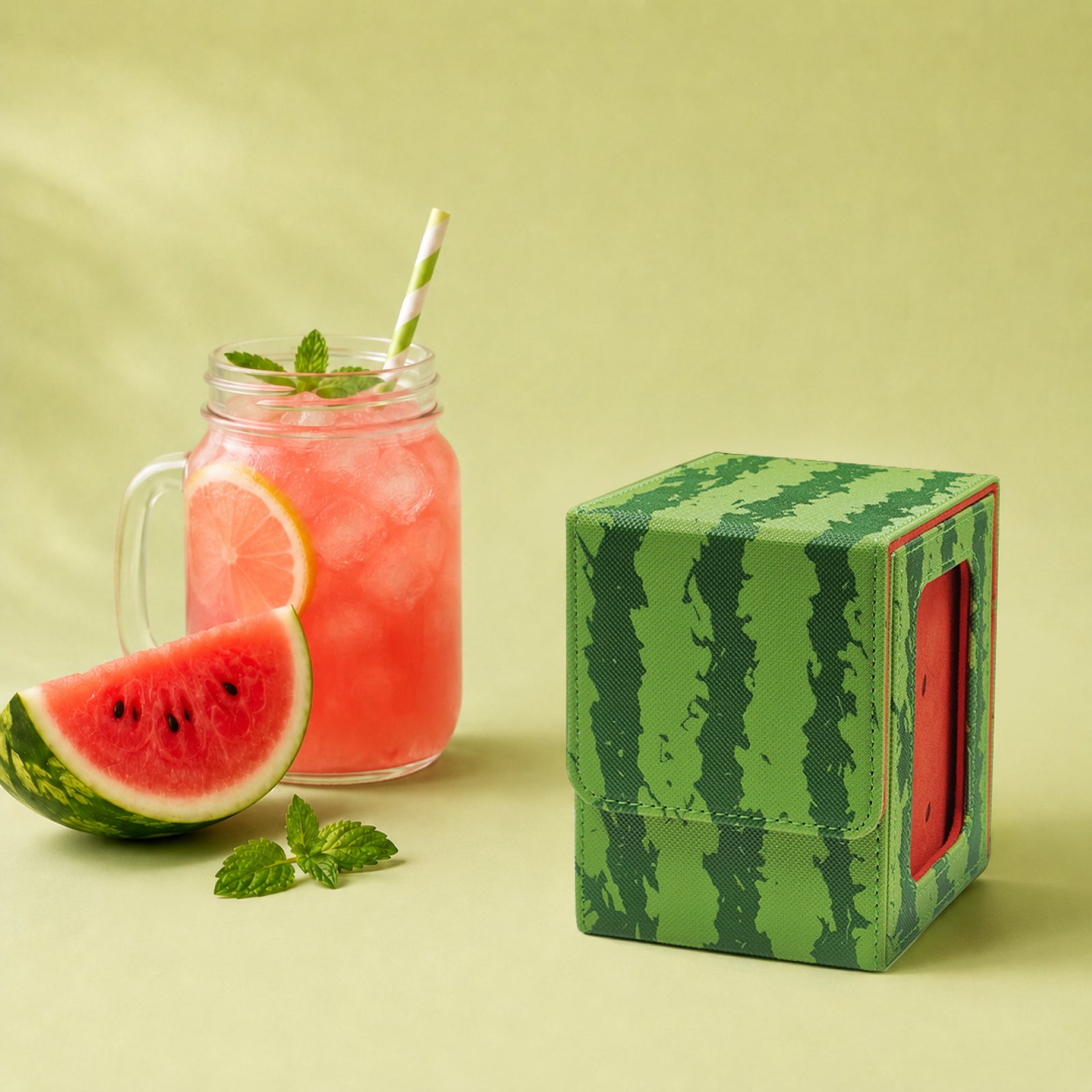 Watermelon Themed Deck Box with Commander Display Window