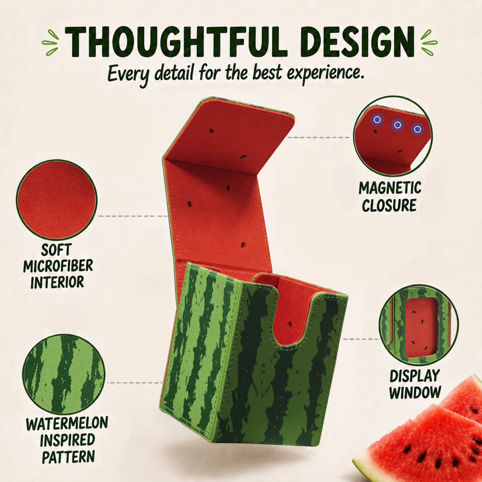 Watermelon Themed Deck Box with Commander Display Window